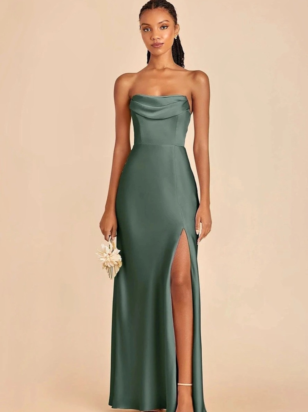 Birdy Grey Mia Matte Shiny Satin Convertible Dress Eucalyptus